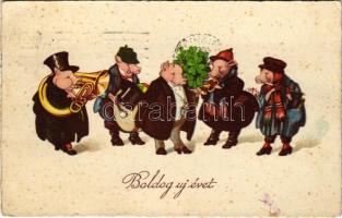 1931 Boldog új évet! malacok / New Year greeting with pigs. WSSB 9233. (EK)
