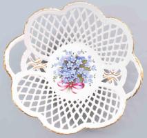 Herend porcelán kosár kínáló. Jelzett, kis kopással, d: 18 cm