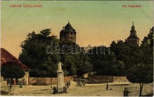 Városszalónak, Stadtschlaining; Schloss Schlaining / Szalónak vára bejárattal. Seibold József kiadása. Brüder Farkas, Wien / castle, entrance (EK)