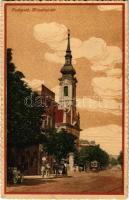 1923 Budapest I. Krisztina tér, templom, villamos. Stark Ferenc kiadása