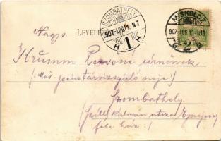 1907 Miskolc, Erzsébet tér, gyógyszertár, üzlet. Ferenczi B. kiadása (fl)