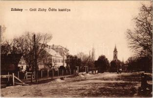 Zákány, Gróf Zichy Ödön kastélya, templom. Vasúti levelezőlapárusítás 4385.