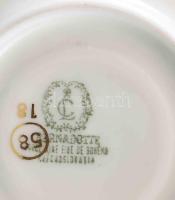 Bernadotte 6 darab aranyozott mokkás csésze alátéttel, jelzett, kopással, d: 11,5 cm alatt