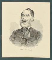 cca 1870 Radváni és sajókazai báró Radvánszky Antal (1807-1882) nagybirtokos, politikus, országgyűlési követ, Turóc, illetve Zólyom vármegye főispánja arcképe, fametszet, papír, jelzett a dúcon, In: Vasárnapi Ujság, paszpartuban, 19x16 cm, paszpartu: 29x26 cm.