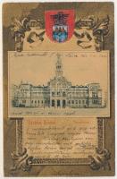 1906 Arad, Városháza. Szecessziós litho keret címerrel / town hall. Art Nouveau litho frame with coat of arms (EK)