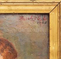 Zichy jelzéssel: Női akt. Olaj, karton. Dekoratív, sérült fakeretben. 59,5x28 cm