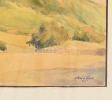 Bajor Ágost (1892-1958): Napfényes táj, 1947. Akvarell, ceruza, papír, jelzett, üvegezett fakeretben...