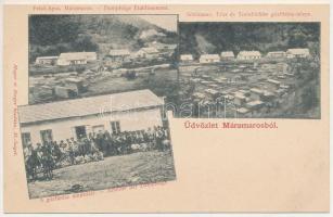 Felsőapsa, Felső-Apsa, Apşa de Sus, Verhnye Vogyane,  Verkhnje Vodyane (Máramaros); Schönauer, Eder és Treinbichler gőzfűrész telepe a munkásokkal. Mayer és Berger kiadása / sawmill with workers