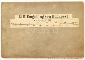 cca 1880-1900 Umgebung von Budapest / Budapest környékének térképe, 1 : 25.000, körbevágva, vászonra...