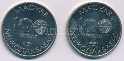1985. 100Ft alpakka "Labdarúgó Világbajnokság 1986. - Mexikó" + 100Ft alpakka "Labdar...