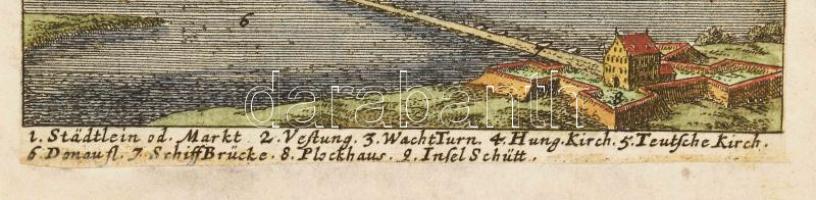 cca 1684 Jacob von Sandrart (1630-1708): "Comora", Komárom látképe, színezett rézmetszet, ...