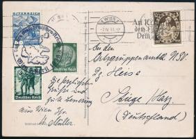 1938 Hitler képeslap osztrák-német vegyes bérmentesítéssel WIEN - Steige