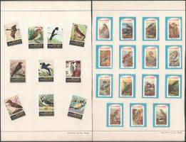 173 db gyufacímke, külföldi madár sorozatok bélyegragasztóval lapokon