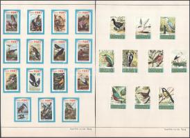 173 db gyufacímke, külföldi madár sorozatok bélyegragasztóval lapokon