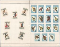 173 db gyufacímke, külföldi madár sorozatok bélyegragasztóval lapokon