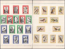 173 db gyufacímke, külföldi madár sorozatok bélyegragasztóval lapokon