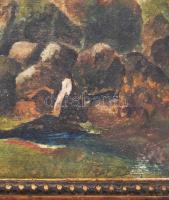 Olvashatatlan jelzéssel: Sziklás táj, olaj, karton. Dekoratív, sérült fakeretben, 16×22,5 cm