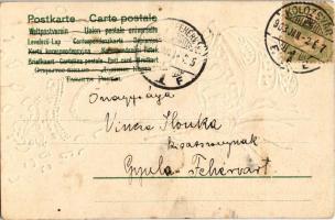 1903 Art Nouveau lady. Emb. litho (lyuk / pinhole)