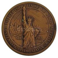 Amerikai Egyesült Államok 1965. A Szabadságszobor 100. évfordulója 1865-1965 / Amerikai Bevándorlási Múzeum bronz emlékérem, peremén Medallic Art Co. NY. gyártói jelzéssel. Szign.: Frank Gasparro (63mm) T:AU,XF patina, ph, ü. USA 1965. Centennial of the Statue of Liberty 1865-1965 / American Museum of Immigration bronze commemorative medallion with Medallic Art Co. NY. makers mark on the edge. Sign.: Frank Gasparro (63mm) C:AU,XF patina, edge error, ding