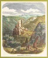 cca 1867 Puszta-Palota (a Bakonyban) [Bátorkő vára] színezett fametszet, papír, In: Vasárnapi Ujság 1867. február 10., paszpartuban, 18x15 cm, paszpartu: 28x25 cm