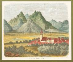 cca 1861 Tátra hegység látképe, színezett fametszet, papír, In: Vasárnapi Ujság, 1861. szeptember 22., paszpartuban, 13x15 cm, paszpartu: 22x25 cm