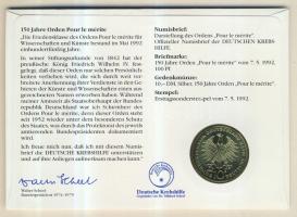 Németország 1992. 10M Ag (egyik fele aranyozva) "Pour Le Mérite" érmés borítékon, elsőnapi...