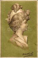 1901 Art Nouveau lady. Schmidt Edgar No. 256. Emb. litho (fl)