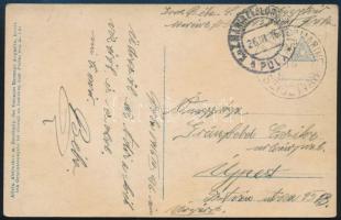 1916 Tábori posta képeslap K.u.K. KRIEGSMARINE / SZIGETVÁR