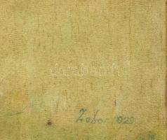 Zobor Jenő (1898-?): Női hátakt. Olaj, vászon, sérült. Dekoratív, kissé sérült fakeretben, 70,5×51 c...