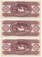1992. 100Ft (3x) benne sorszámkövető pár és egy ugrásos sorszámkövetők "B 193094 - 193097"...