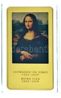 DN "A világ leghíresebb festményei / Leonardo da Vinci 1452-1519. - Mona Lisa 1503-1519." aranyozott, multicolor Cu emlékérem (35x60mm) T:PP