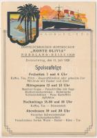 Hamburg-Süd Doppelschrauben-Motorschiff Monte Olivia Nordland Reise 1929 - Speisenfolge / Német hajókirándulás étlapja / Menu of a German ship (EK)