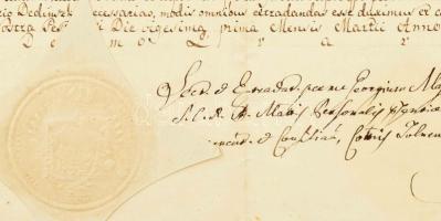1814 Latin nyelvű ügyvédi oklevél, felzetes viaszpecséttel