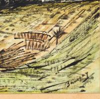 Barcsay (?) jelzéssel: Hegyvidéki táj. Akvarell, tus, papír. Fakeretben, 19×29 cm