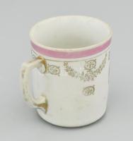 Antik bögre, "Andris, Nyíregyháza és a világ legkisebb újságárusítója, 28 éves, 85 cm magas&quo...