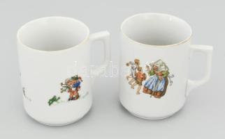 Zsolnay 2 darab mesemintás bögre. Jelzett, kis kopással, m: 10 cm