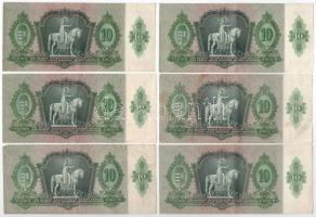 1936. 10P (6x) csillagos sorozatszámokkal, mind különféle "*B 079 - *B 282" között T:F szé...