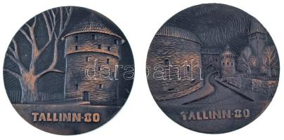 Észtország 1980. Tallinn - XXII. Nyári Olimpiai játékok - vitorlás regatta bronz emlékérmek (2xklf) mindkettő műanyag tokban (45mm) T:AU Estonia 1980. Tallinn - 22nd Summer Olympic Games - Sailing regatta bronze commemorative medallions (2xdiff) in plastic cases (45mm) C:AU