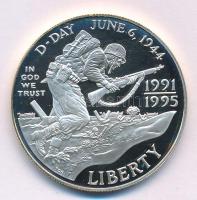 Amerikai Egyesült Államok 1993W 1$ Ag "50. Évforduló - D-nap", tansúítvánnyal T:PP USA 1993W 1 Dollar Ag "50th Anniversary of the D-Day", with certificate C:PP Krause KM#244