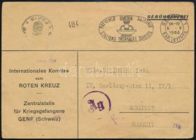 1944 Vöröskereszt levelezőlap Budapestre küldve, német cenzúrával