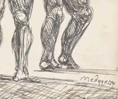 Medgyessy jelzéssel: Alakok. Tus, papír. Üvegezett fakeretben, 22×31 cm