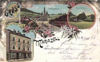 1898 Mariazell with the shop of Josef Rohrbacher litho