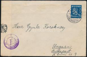 1940 Cenzúrás levél Budapestre küldve