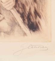 Glatz Oszkár (1862-1958)-Prihoda István (1891-1956): Parasztlányka. Rézkarc, papír, jelzett (Glatz é...