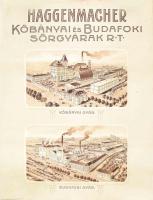 Haggenmacher Kőbányai és Budafoki Sörgyárak Rt. litho plakát, szakadásokkal, felcsavarva, 62×48 cm