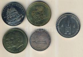 NSZK 5 db klf fém emlékérem T:PP,1