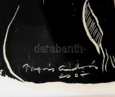 Buzás András (1943-): Női akt, 2007. Vegyes technika, papír, jelzett, üvegezett fakeretben, 14×11 cm