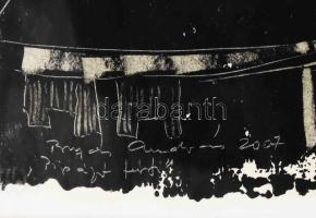 Buzás András (1943-): Pipázó férfi, 2007. Vegyes technika, papír, jelzett, üvegezett fakeretben, 23×...