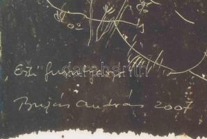 Buzás András (1943-): Esti furulyaszó, 2007. Vegyes technika, papír, jelzett, üvegezett fakeretben, ...