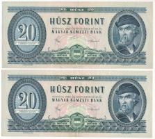 1980. 20Ft (2x) közeli sorszámokkal "C 369 035207 - C 369 035210" T:XF,VF Adamo F17